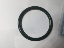 Load image into Gallery viewer, 55.5mm Certified Type A 100% Natural dark green/blue/gray with Guatemala slim round cut Jadeite bangle PH10-2340
