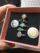 Load image into Gallery viewer, 100% natural type A icy watery green dark green four-prong jadeite jade ring group PB130
