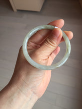 Load image into Gallery viewer, 55mm Certified type A 100% Natural light green gray black slim round cut Jadeite bangle PA204-2448
