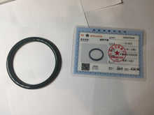 Load image into Gallery viewer, 55.5mm Certified Type A 100% Natural dark green/blue/gray with Guatemala slim round cut Jadeite bangle PH10-2340
