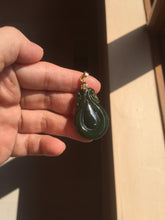 Load image into Gallery viewer, 100% Natural type A dark green/gray/black(油青) Jadeite Jade seashell (福贝)  pendant group BP187

