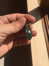 Load image into Gallery viewer, 100% Natural type A dark green/gray/black(油青) Jadeite Jade seashell (福贝)  pendant group BP187
