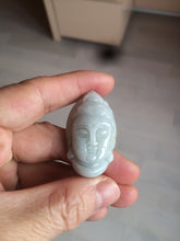 Load image into Gallery viewer, 39mm 100% natural light green/white Guanyin jadeite jade pendant/hand held BF91
