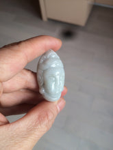Load image into Gallery viewer, 39mm 100% natural light green/white Guanyin jadeite jade pendant/hand held BF91

