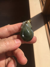 Load image into Gallery viewer, 100% Natural type A dark green/gray/black(油青) Jadeite Jade seashell (福贝)  pendant group BP187
