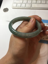 Load image into Gallery viewer, 54.5mm certified Type A 100% Natural dark green gary(油青) oval Jadeite Jade bangle PB206-3357

