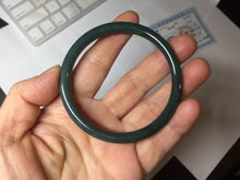 Load image into Gallery viewer, 55.5mm Certified Type A 100% Natural dark green/blue/gray with Guatemala slim round cut Jadeite bangle PH10-2340

