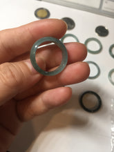 Load image into Gallery viewer, 18.1mm size 8 100% natural type A icy watery green/blue slim style Guatemala jadeite jade band ring group  BP75
