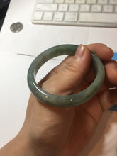 Load image into Gallery viewer, 54.5mm certified Type A 100% Natural dark green gary(油青) oval Jadeite Jade bangle PB206-3357
