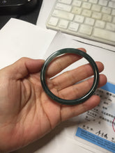 Load image into Gallery viewer, 55mm Certified Type A 100% Natural dark green/blue/gray with Guatemala slim round cut Jadeite bangle PJ94-2434
