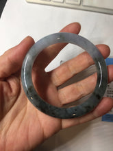 Load image into Gallery viewer, 55mm Certified Type A 100% Natural icy watery dark green/purple/gray round cut Jadeite bangle AA132-6931
