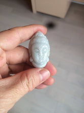 Load image into Gallery viewer, 39mm 100% natural light green/white Guanyin jadeite jade pendant/hand held BF91
