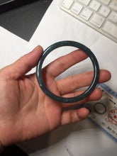 Load image into Gallery viewer, 58.8mm Certified Type A 100% Natural dark green/blue/gray with flying snow Guatemala slim round cut Jadeite bangle PA152-8823
