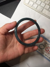 Load image into Gallery viewer, 58.8mm Certified Type A 100% Natural dark green/blue/gray with flying snow Guatemala slim round cut Jadeite bangle PA152-8823
