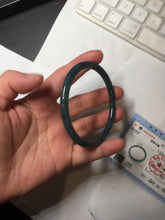 Load image into Gallery viewer, 58.8mm Certified Type A 100% Natural dark green/blue/gray with flying snow Guatemala slim round cut Jadeite bangle PA152-8823
