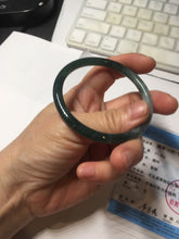 Load image into Gallery viewer, 55mm Certified Type A 100% Natural dark green/blue/gray with Guatemala slim round cut Jadeite bangle PJ94-2434
