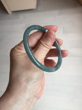 Load image into Gallery viewer, 55.4mm Certified Type A 100% Natural dark green/blue/gray with Guatemala slim round cut Jadeite bangle PH223-0252
