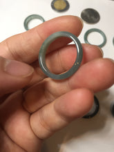 Load image into Gallery viewer, 18.1mm size 8 100% natural type A icy watery green/blue slim style Guatemala jadeite jade band ring group  BP75
