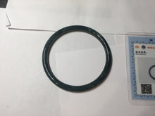 Load image into Gallery viewer, 58.5mm Certified Type A 100% Natural dark green/blue/gray Guatemala slim round cut Jadeite bangle PH11-2325
