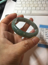 Load image into Gallery viewer, 54.5mm certified Type A 100% Natural dark green gary(油青) oval Jadeite Jade bangle PB206-3357
