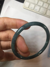 Load image into Gallery viewer, 58.5mm Certified Type A 100% Natural light black/green/gray/purple Guatemala slim round cut Jadeite bangle PJ77-0655
