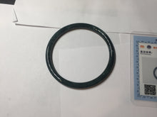 Load image into Gallery viewer, 58.5mm Certified Type A 100% Natural dark green/blue/gray Guatemala slim round cut Jadeite bangle PH11-2325
