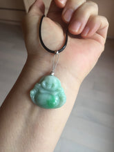 Load image into Gallery viewer, Certified 100% Natural type A sunny green happy Buddha jadeite Jade pendant PB65-5096
