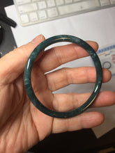Load image into Gallery viewer, 58.5mm Certified Type A 100% Natural dark green/blue/gray Guatemala slim round cut Jadeite bangle PH11-2325
