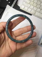 Load image into Gallery viewer, 58.5mm Certified Type A 100% Natural light black/green/gray/purple Guatemala slim round cut Jadeite bangle PJ77-0655
