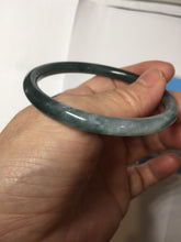 Load image into Gallery viewer, 55mm Certified Type A 100% Natural dark green/blue/gray with Guatemala slim round cut Jadeite bangle PJ94-2434
