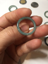 Load image into Gallery viewer, 18.1mm size 8 100% natural type A icy watery green/blue slim style Guatemala jadeite jade band ring group  BP75
