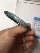 Load image into Gallery viewer, 55mm Certified Type A 100% Natural dark green/blue/gray with Guatemala slim round cut Jadeite bangle PJ94-2434
