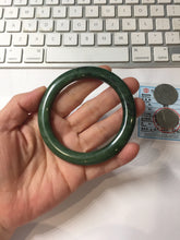 Load image into Gallery viewer, 57.4mm Certified 100% Natural Deep Pine Green/Black "Serene Forest" Nephrite Bangle HT168-15-3868

