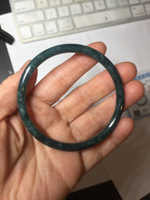 Load image into Gallery viewer, 58.5mm Certified Type A 100% Natural dark green/blue/gray Guatemala slim round cut Jadeite bangle PH11-2325
