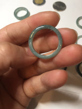 Load image into Gallery viewer, 18.1mm size 8 100% natural type A icy watery green/blue slim style Guatemala jadeite jade band ring group  BP75
