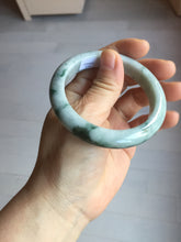 Load image into Gallery viewer, 53mm certified 100% natural Type A green white with green floating flowers jadeite bangle PD158-6291
