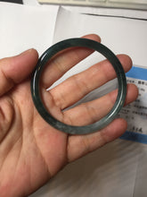 Load image into Gallery viewer, 55mm Certified Type A 100% Natural dark green/blue/gray with Guatemala slim round cut Jadeite bangle PJ94-2434
