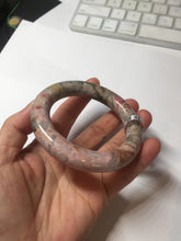 Load image into Gallery viewer, 53.3mm 100% natural pink brown black chubby round cut rose stone (Rhodonite)bangle SY121
