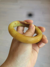 Load image into Gallery viewer, 56mm 100% Natural yellow/red/brown carved cat and flowers Xiu Jade (Serpentine) bangle XY60
