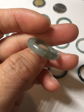 Load image into Gallery viewer, 18.1mm size 8 100% natural type A icy watery green/blue slim style Guatemala jadeite jade band ring group  BP75
