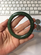 Load image into Gallery viewer, 57.4mm Certified 100% Natural Deep Pine Green/Black "Serene Forest" Nephrite Bangle HT168-15-3868
