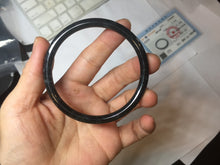 Load image into Gallery viewer, 58.1mm Certified Type A 100% Natural light black/gray/Guatemala slim round cut Jadeite bangle PJ78-0667
