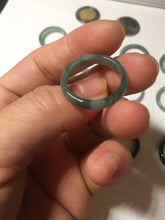 Load image into Gallery viewer, 18.1mm size 8 100% natural type A icy watery green/blue slim style Guatemala jadeite jade band ring group  BP75
