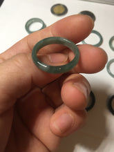 Load image into Gallery viewer, 18.1mm size 8 100% natural type A icy watery green/blue slim style Guatemala jadeite jade band ring group  BP75
