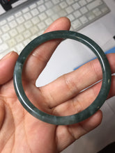 Load image into Gallery viewer, 55mm Certified Type A 100% Natural dark green/blue/gray with Guatemala slim round cut Jadeite bangle PJ95-2449
