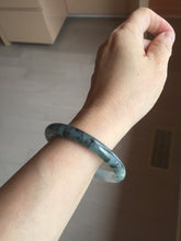 Load image into Gallery viewer, 55mm Certified Type A 100% Natural icy watery dark green/purple/gray round cut Jadeite bangle AA132-6931
