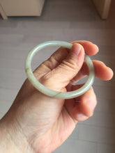 Load image into Gallery viewer, 54.5mm Certified type A 100% Natural light green gray black slim round cut Jadeite bangle PA201-2443
