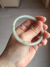 Load image into Gallery viewer, 54.5mm Certified type A 100% Natural light green gray black slim round cut Jadeite bangle PA201-2443
