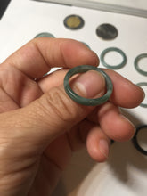Load image into Gallery viewer, 18.1mm size 8 100% natural type A icy watery green/blue slim style Guatemala jadeite jade band ring group  BP75
