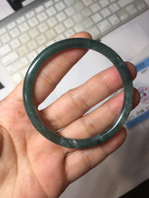 Load image into Gallery viewer, 55mm Certified Type A 100% Natural dark green/blue/gray with Guatemala slim round cut Jadeite bangle PJ95-2449
